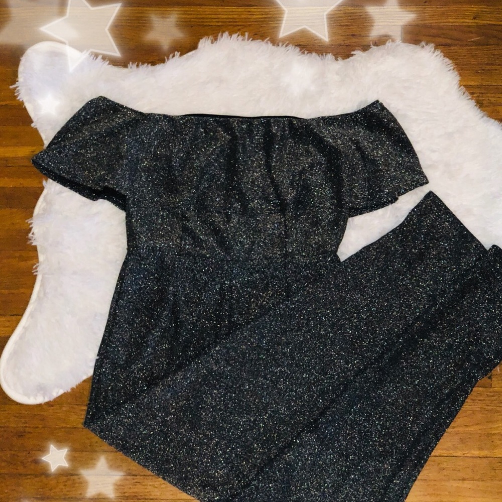 Windsor Off the Shoulder Glitter/Sparkle Jumpsuit
